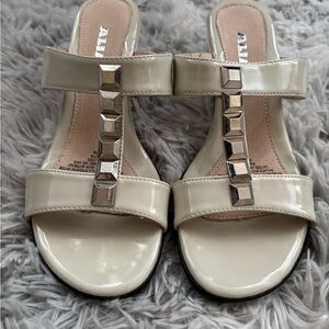 Alia Cream Sandals with Studded Strap